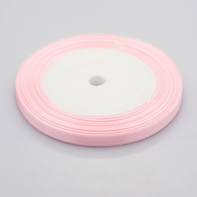 PandaHall Breast Cancer Pink Awareness Ribbon Making Materials Satin Ribbon, Pink, 1/4"(7mm) wide, 25yards/roll(22.86m/roll) Polyester Pink