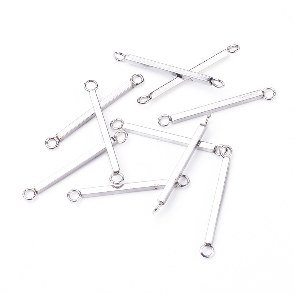 PandaHall 304 Stainless Steel Links, Cuboid, Stainless Steel Color, 26x1.5x1.5mm, Hole: 1.5mm Stainless Steel Cuboid
