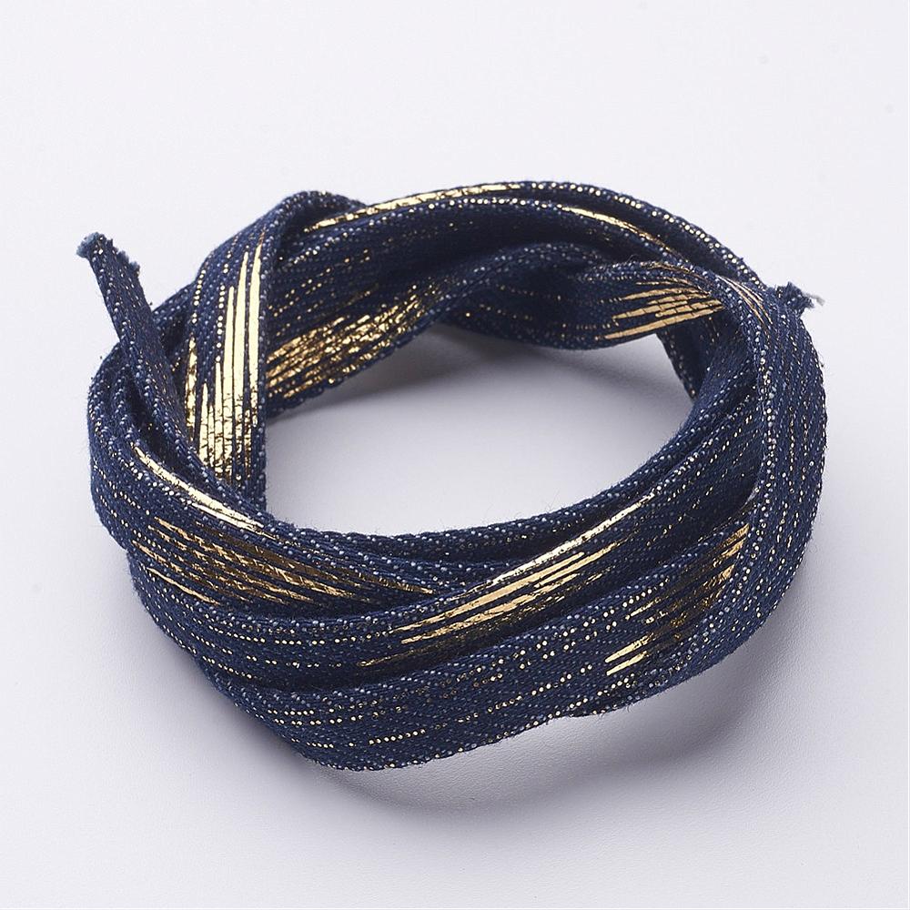 PandaHall Denim Cotton Cord, DarkBlue, 10x2mm; about 50yards/roll(45.72m/roll) Cloth Blue