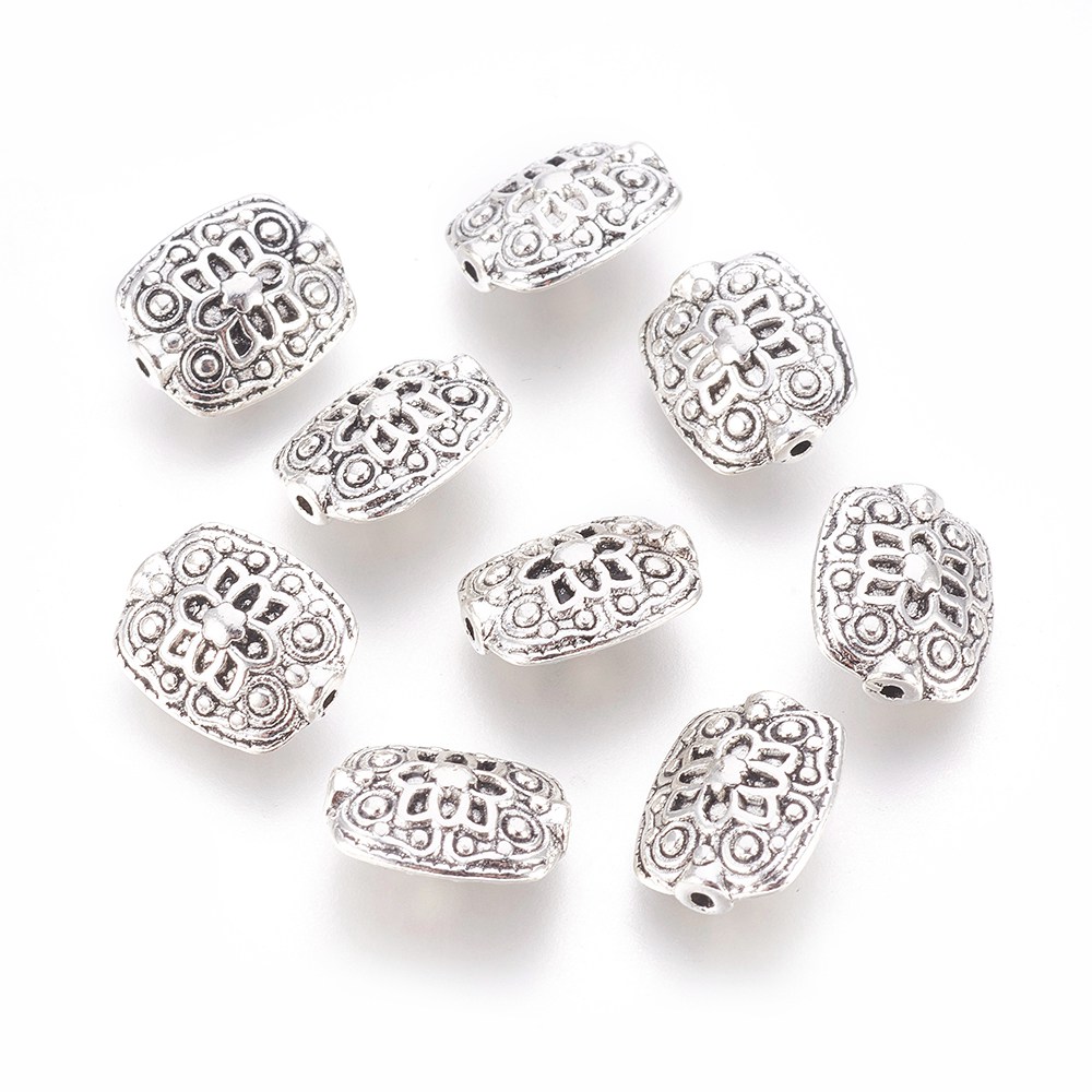 PandaHall Tibetan Silver Beads, Lead Free & Cadmium Free, Rectangle, Antique Silver, about 11mm wide, 13mm long, 6.5mm thick, hole: 1.5mm...