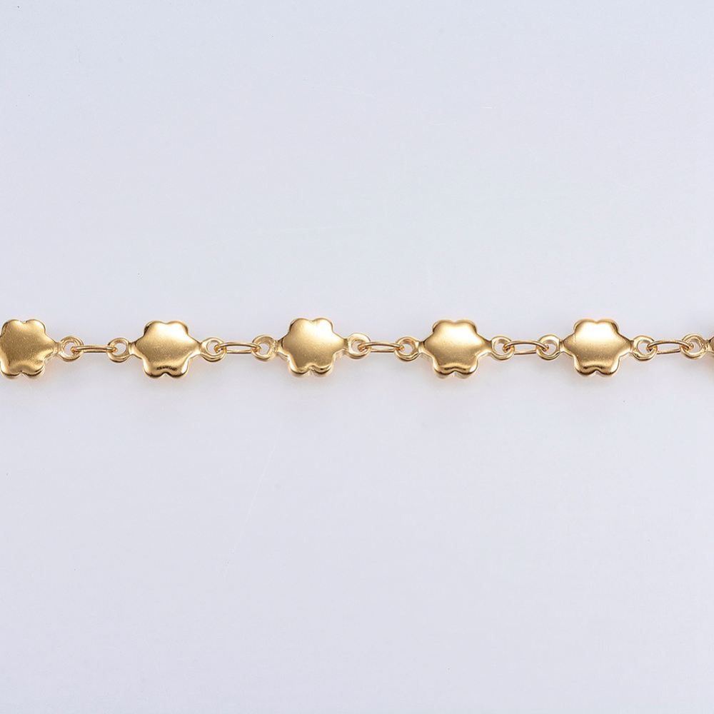 PandaHall Handmade 304 Stainless Steel Bar Link Chains, with Spool, Flower, Golden, 10x5x2mm; about 10m/roll Stainless Steel