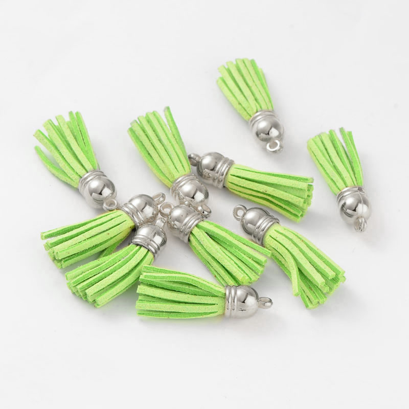 PandaHall Suede Tassels, with CCB Plastic Findings, Nice for DIY Earring or Cell Phone Straps Making, LightGreen, 38x10mm, Hole: 2mm Suede...