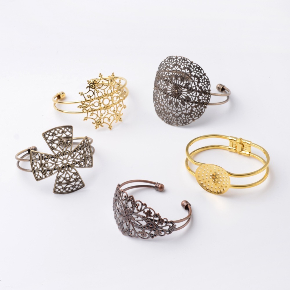 PandaHall DIY Mixed Brass Bangle Making, Mixed Color, 45x55~65mm Brass