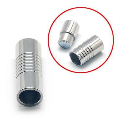 PandaHall 304 Stainless Steel Magnetic Clasps, Column, 21x8mm, Hole: 6mm Stainless Steel Column