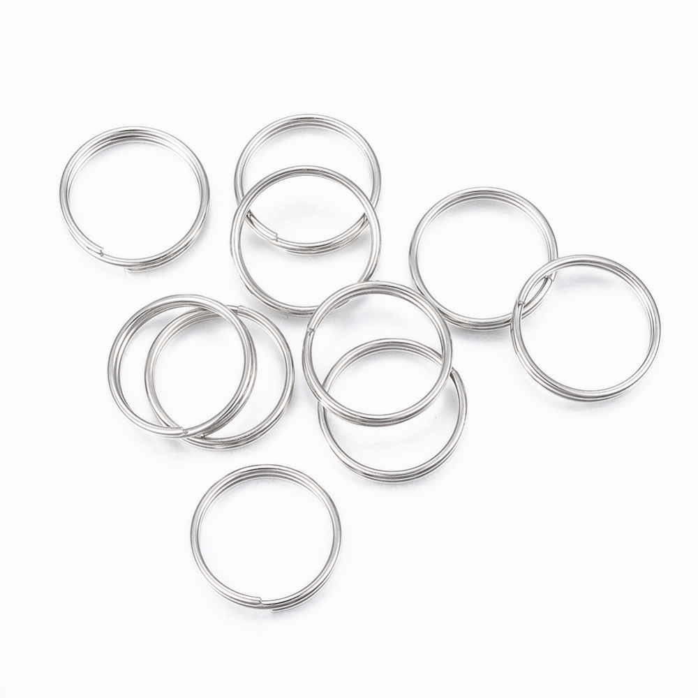 PandaHall 304 Stainless Steel Split Rings, Stainless Steel Color, 12x1.5mm; about 10.5mm inner diameter Stainless Steel Ring