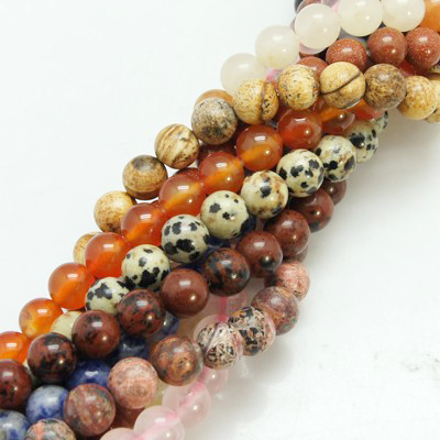 PandaHall Natural Gemstone Beads Strands, Round, Mixed Color, 14mm, Hole: 1mm Mixed Stone Round Multicolor
