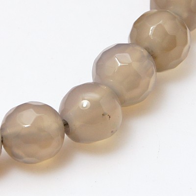 PandaHall Natural Grey Agate Beads, Faceted, Round, Gray, 6mm Grey Agate Round Gray