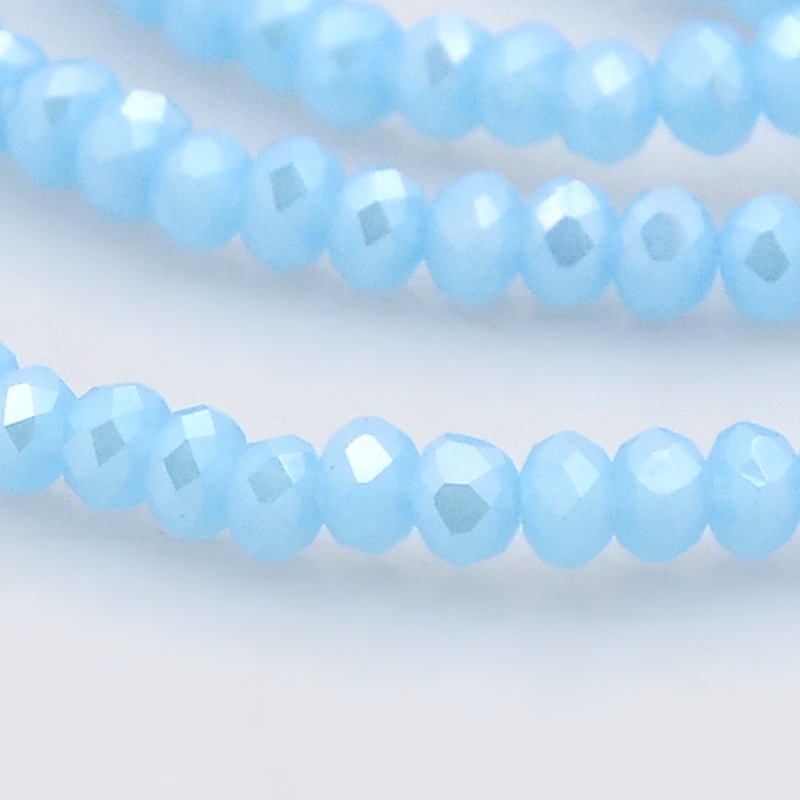 PandaHall AB Color Plated Faceted Rondelle Glass Beads Strands, LightSkyBlue, 3x2mm, Hole: 1mm; about 198pcs/strand, 15.7" Glass Rondelle...