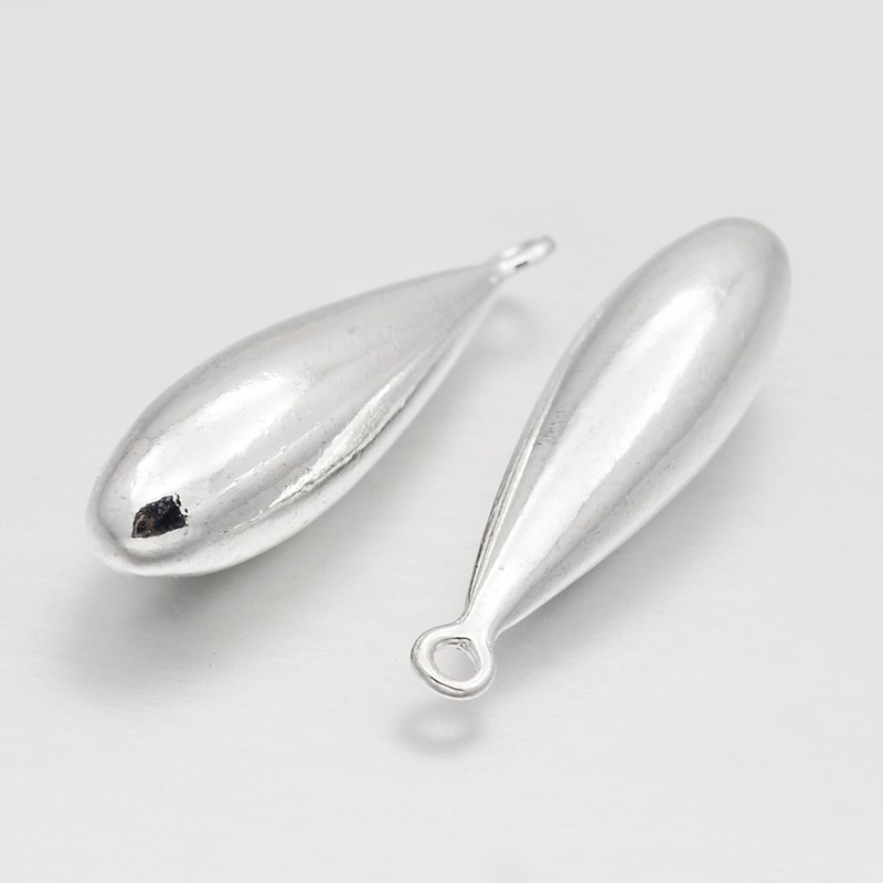 PandaHall Alloy Pendants, Lead Free & Nickel Free, Silver Color, Size: about 9.5mm wide, 38.5mm long, hole: 2.5mm Alloy Drop Silver