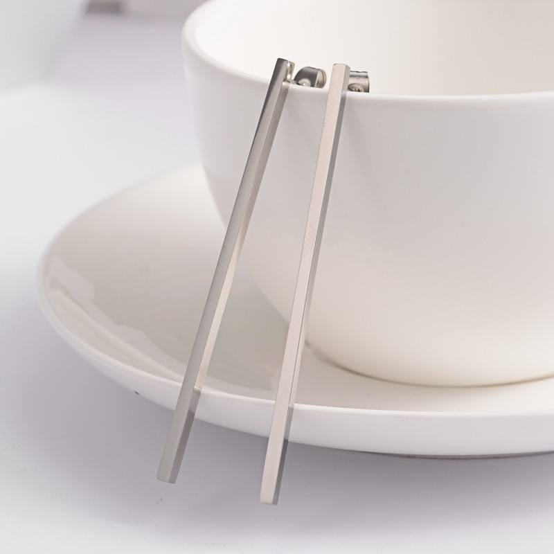 PandaHall Rectangle 304 Stainless Steel Stud Earrings, Stainless Steel Color, 60x2mm; Pin: 0.8mm Stainless Steel