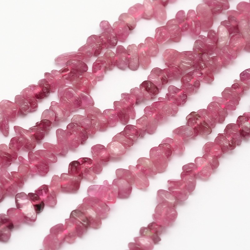 PandaHall Chips Natural Tourmaline Beads Strands, 3~8x3~12x3~5mm, Hole: 1mm; about 16" Tourmaline Chip