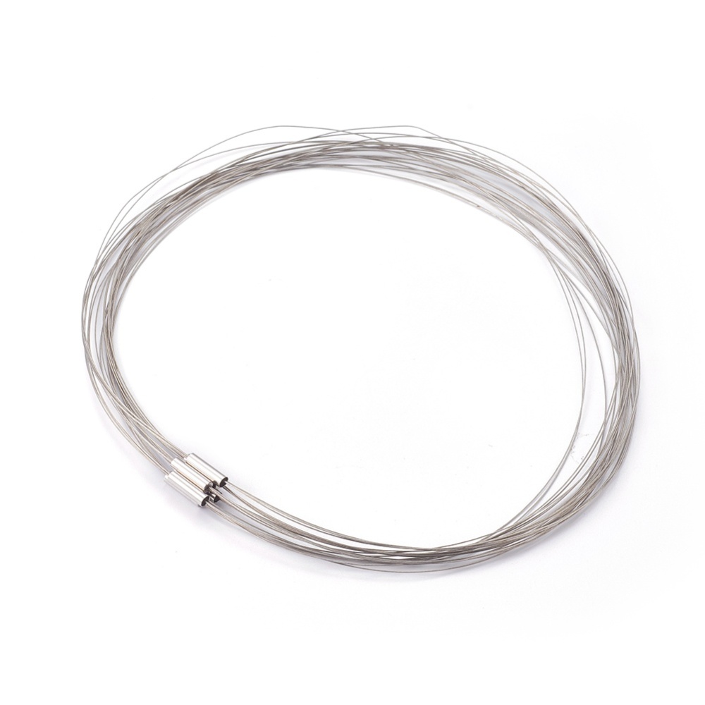 PandaHall Tiger Tail Wire Necklace Making, Platinum Color, 130mm inner diameter, 0.35mm thick Tiger Tail Silver