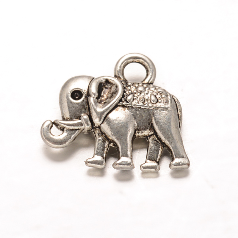 PandaHall Elephant Tibetan Style Alloy Pendant Rhinestone Settings, Cadmium Free & Lead Free, Antique Silver, 12x14x3mm, Hole: 2mm; Fit for...