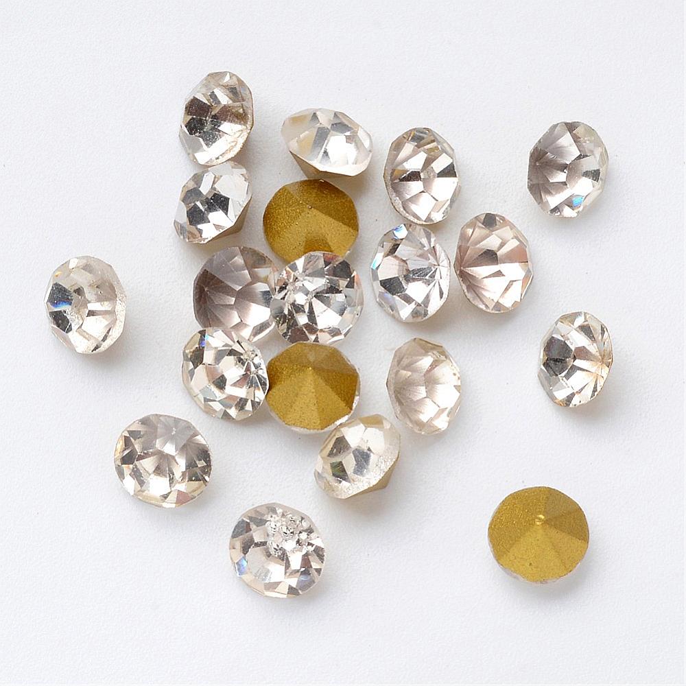 PandaHall Glass Rhinestone Cabochons, Diamond Shape, Faceted, Pointed Back & Back Plated, Crystal, 5x3.5mm, about 454pcs/bag Glass...