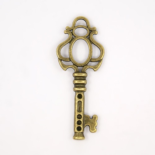PandaHall Alloy Pendants, Lead Free and Nickel Free, Key, Antique Bronze, 45mm long, 17mm wide, 3.5mm thick Alloy Key