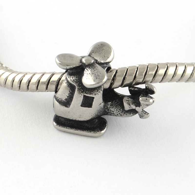 PandaHall Vintage Helicopter 316 Stainless Steel European Beads, Large Hole Beads, Antique Silver, 14x9x11mm, Hole: 4.5mm Stainless Steel...