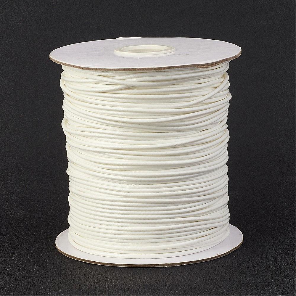 PandaHall Environmental Korean Waxed Polyester Cord, White, 1mm; about 200yards/roll(182.88m/roll) Waxed Polyester Cord White