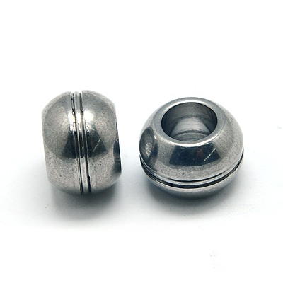 PandaHall 304 Stainless Steel Beads, Rondelle, 12x8.5mm, Hole: 5.5mm Stainless Steel Rondelle