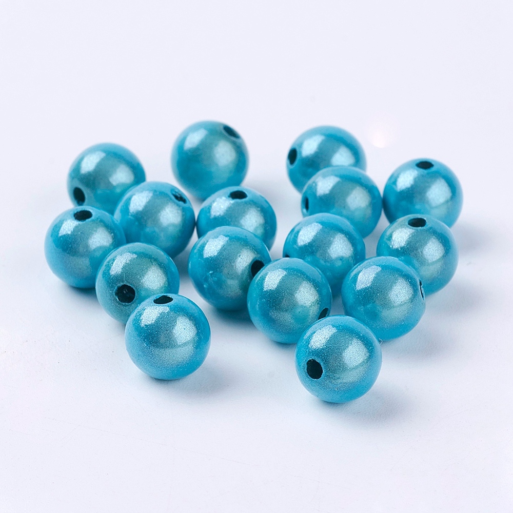 PandaHall Miracle Acrylic Round Spacer Beads, Cyan, 8mm, Hole: 1.8mm Acrylic Round Cyan