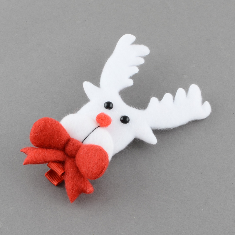 PandaHall Christmas Party Accessories Supplies Iron with Cloth Reindeer Deer Alligator Hair Clips, Red, 49x10mm Cloth Red