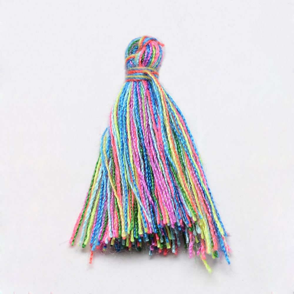 PandaHall Handmade Cotton Tassel Decorations, Pendant Decorations, Colorful, 29~35mm Cotton