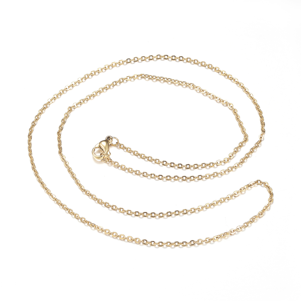 PandaHall 304 Stainless Steel Cable Chain Necklaces, with Lobster Claw Clasps, Golden, 19.6"(50cm); 1.8mm Stainless Steel