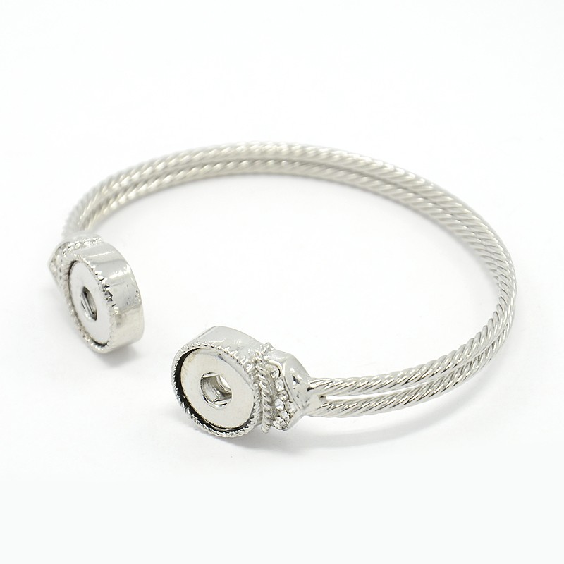PandaHall Mens Zinc Alloy Crystal Rhinestone Cuff Rope Bangles Making for Snap Buttons, Cadmium Free & Nickel Free & Lead Free, Platinum...