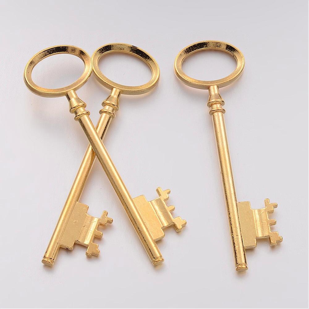 PandaHall Tibetan Style Alloy Skeleton Key Large Pendants, Cadmium Free & Nickel Free & Lead Free, Golden, 80x23x3mm, Hole: 12x18mm Alloy...