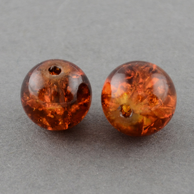 PandaHall 4mm Crackle Glass Round Beads Strands, DarkOrange, Hole: 1.1~1.3mm; about 200pcs/strand, 31.4" Glass Round Orange