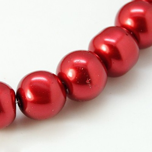 PandaHall Glass Imitation Pearl Round Loose Beads For Jewelry Necklace Craft Making, FireBrick, 6mm, Hole: 1mm, about 140pcs/strand Round...
