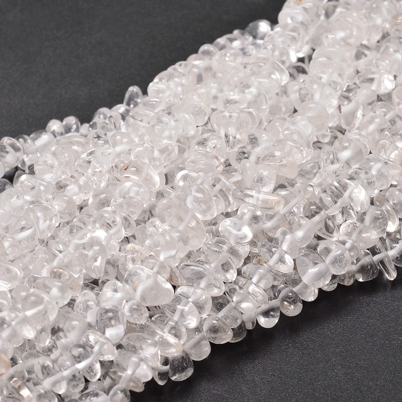 PandaHall Natural Quartz Crystal Chip Beads Strands, 5~14x4~10mm, Hole: 1mm; about 15.5"~16.1" Quartz Crystal Chip