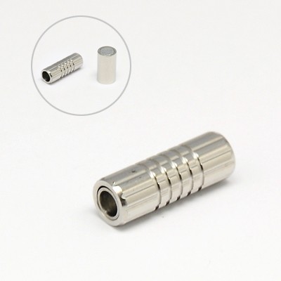 PandaHall 304 Stainless Steel Magnetic Clasps, Column, Stainless Steel Color, 17x6mm, Hole: 3mm Stainless Steel Column
