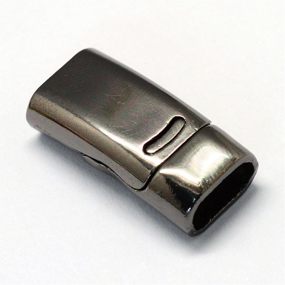 PandaHall Alloy Magnetic Clasps, Rectangle, Gunmetal, 26x12.5x7mm, Half Hole: 5x10mm Alloy Rectangle