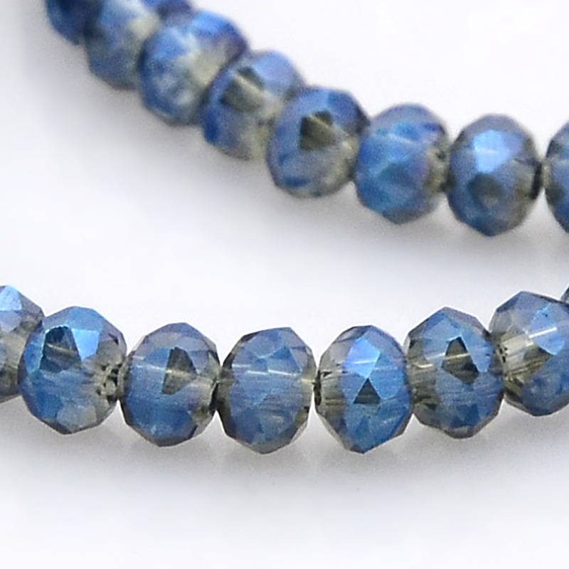 PandaHall Full Rainbow Plated Faceted Rondelle  Glass Beads Strands, LightSteelBlue, 3.5x2.5mm, Hole: 1mm; about 100pcs/strand, 10" Glass...