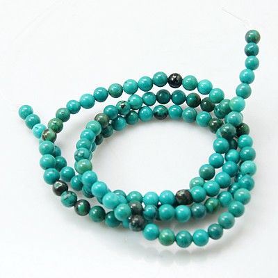 PandaHall Gemstone Beads Strands, Natural Sinkiang Turquoise, Dyed, DarkTurquoise, 3mm, Hole: 0.5mm Sinkiang Turquoise Round Cyan