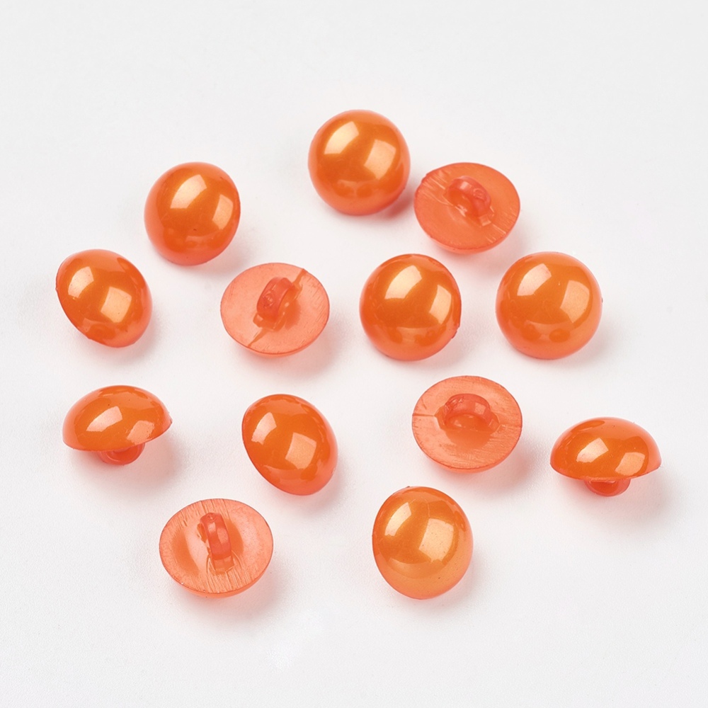 PandaHall Acrylic Shank Buttons, 1-Hole, Dyed, Spray Painted, Half Round/Dome, OrangeRed, 12x4mm, Hole: 2mm Acrylic Half Round Red