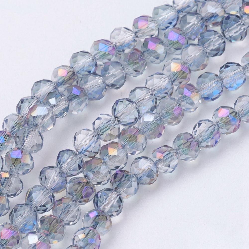 PandaHall Electroplate Glass Faceted Rondelle Beads Strands, Half Plated, Purple, 4x3mm, Hole: 1mm; about 140pcs/strand, 16.5" Glass...