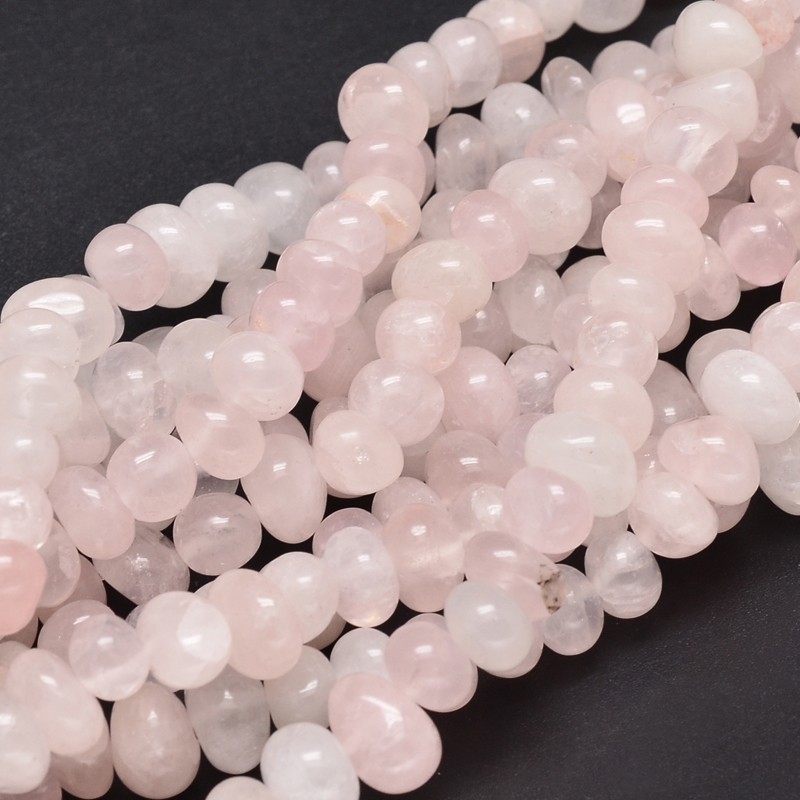PandaHall Natural Rose Quartz Gemstone Nuggets Bead Strands, 6~10x9~12x8~10mm, Hole: 1mm; about 15.3"~15.7" Rose Quartz Nuggets