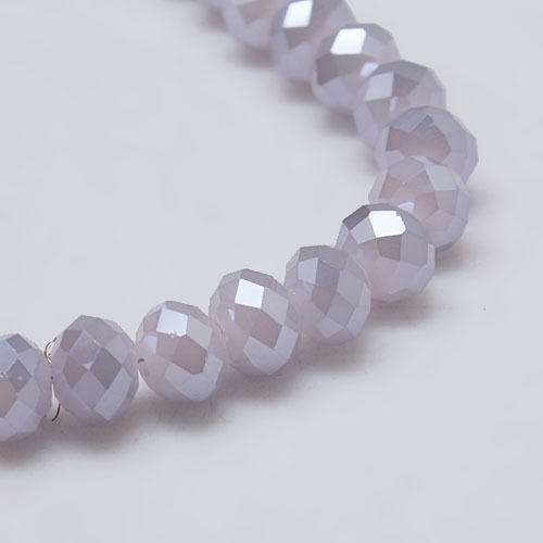 PandaHall 1 Strand Electroplate Imitation Jade Glass Beads Strands, Full Rainbow Plated, Faceted, Rondelle, MediumPurple, 6x4mm, Hole: 1mm;...