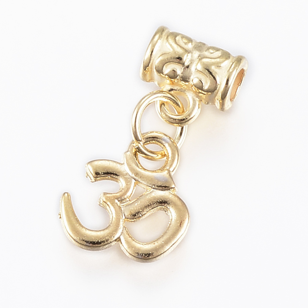 PandaHall Alloy Dangle Pendants, Lead Free & Cadmium Free, Ohm, Golden, 18mm, Hole: 2.5mm; pendants: 10x9x1mm Alloy Others