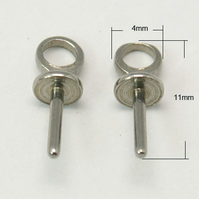 PandaHall 304 Stainless Steel Stud Earring Findings, 11x4mm, Hole: 2mm; Pin: 1mm Stainless Steel