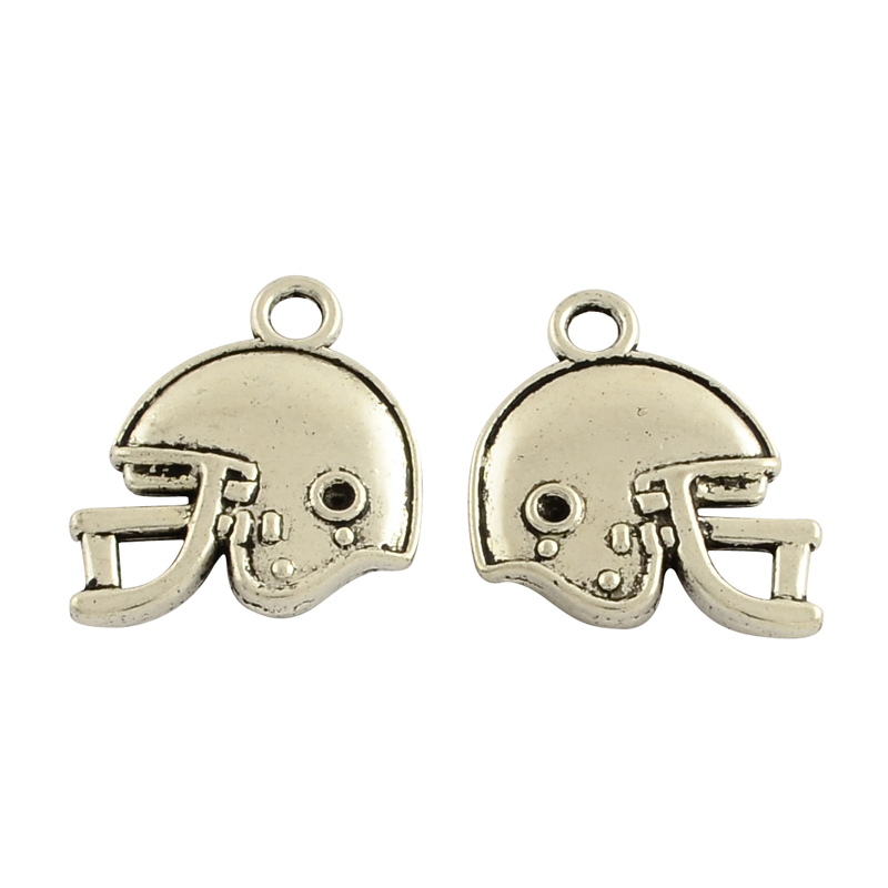 PandaHall Tibetan Style Alloy Helmet Pendant Rhinestone Settings, Cadmium Free & Nickel Free & Lead Free, Antique Silver, 20x18x3mm, Hole...