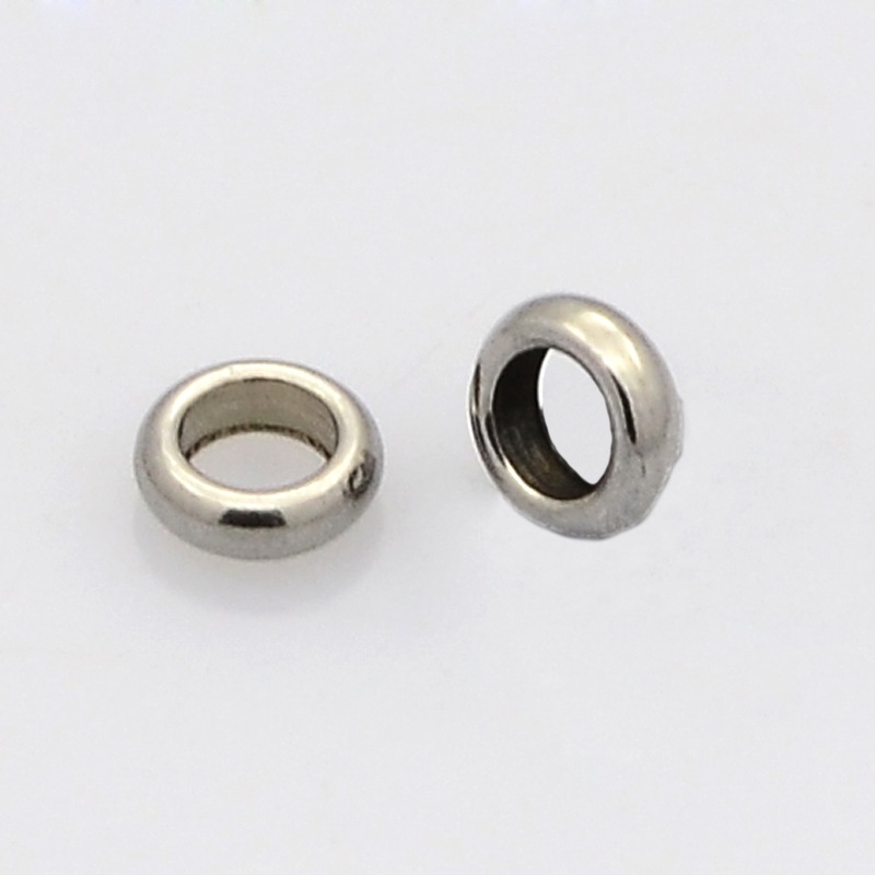PandaHall Ring 304 Stainless Steel Bead Spacers, Stainless Steel Color, 5x2mm, Hole: 3.5mm Stainless Steel Ring