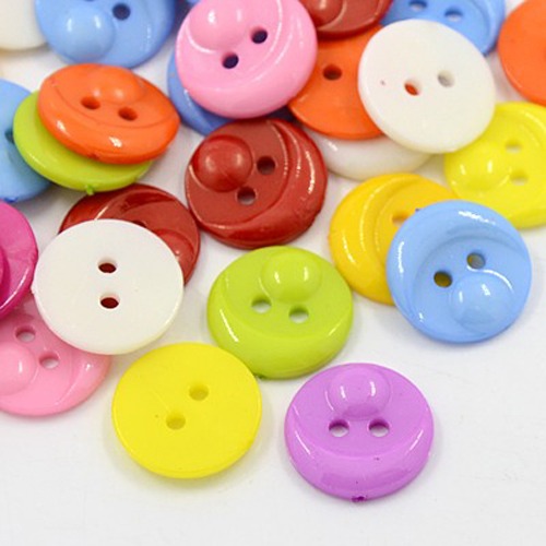 PandaHall Acrylic Buttons, Plastic Buttons, 2-Hole, Dyed, Flat Round/Animal Face, Mixed Color, 15x2.5mm, Hole: 2mm Acrylic Flat Round...