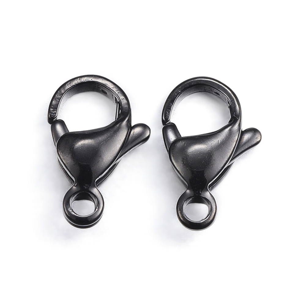 PandaHall 304 Stainless Steel Lobster Claw Clasps, Gunmetal, 13x8x4mm, Hole: 2mm Stainless Steel Others