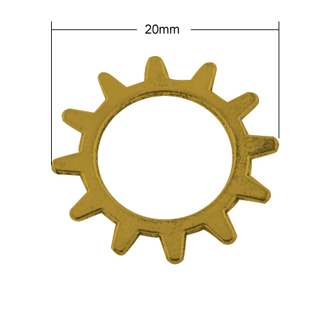 PandaHall Tibetan Style Pendants, Lead Free, Wheel Gear, Antique Golden, 20x1mm Alloy Flat Round