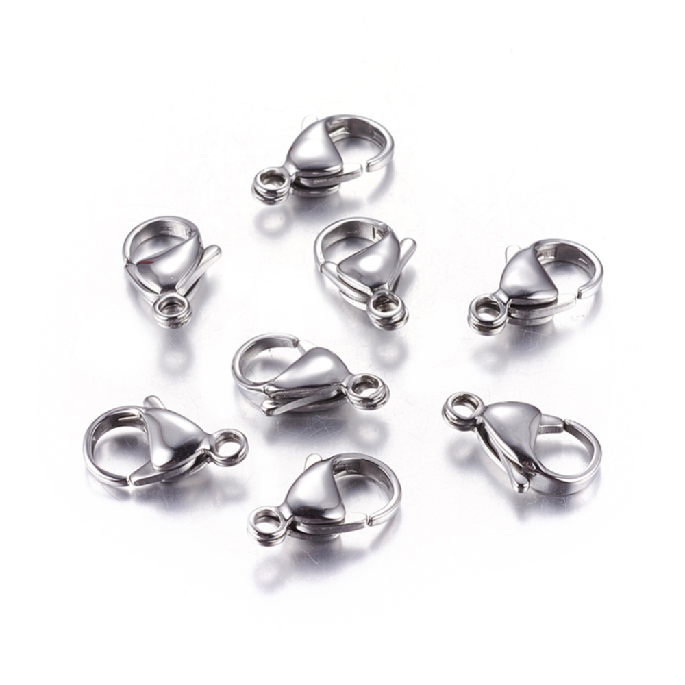 PandaHall 304 Stainless Steel Lobster Claw Clasps, 15x9x4mm, Hole: 2mm Stainless Steel Others