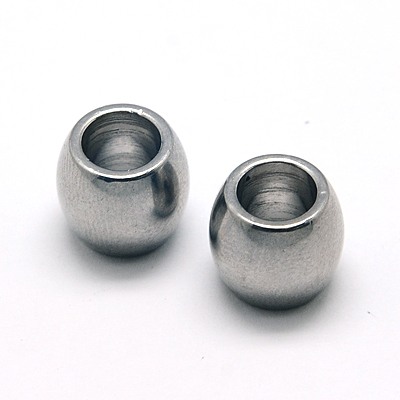 PandaHall 304 Stainless Steel Beads, Barrel, Large Hole Beads, 11x9.5mm, Hole: 6mm Stainless Steel Barrel