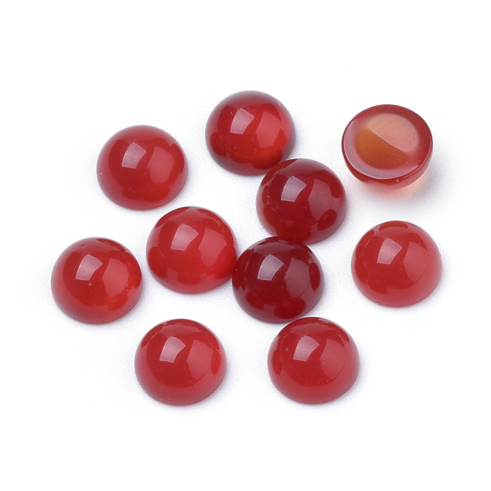 PandaHall Natural Carnelian Cabochons, Half Round/Dome, 6x3~4mm Carnelian Half Round