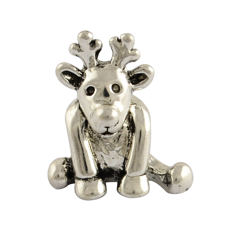PandaHall Tibetan Style Alloy Christmas Reindeer/Stag European Beads, Large Hole Beads, Lead Free & Nickel Free , Antique Silver, 16x14x10mm...